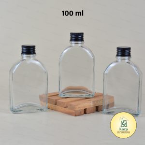 Botol Kaca Pipih Tutup Hitam 100 ml