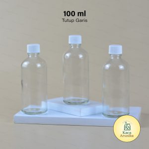 Botol Kaca Mini Tutup Garis 100 ml
