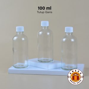 Botol Kaca Mini Tutup Garis 100 ml