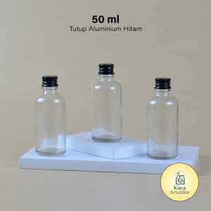 Botol Kaca Mini Tutup Aluminium 50 ml