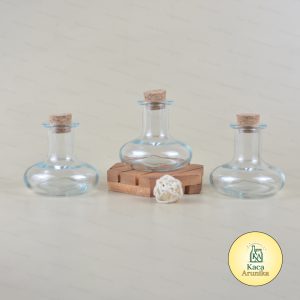 Botol Kaca Flat Round Tutup Gabus